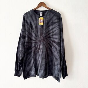 Streetwear Colortone Orange Black Spider Tie Dye Long Sleeve Shirt 3XL